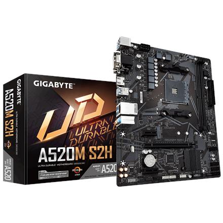 Image du produit Gigabyte A520M S2H 1.0 Famille de processeurs AMD, socket AM4 (AM4, AMD A520, mATX)