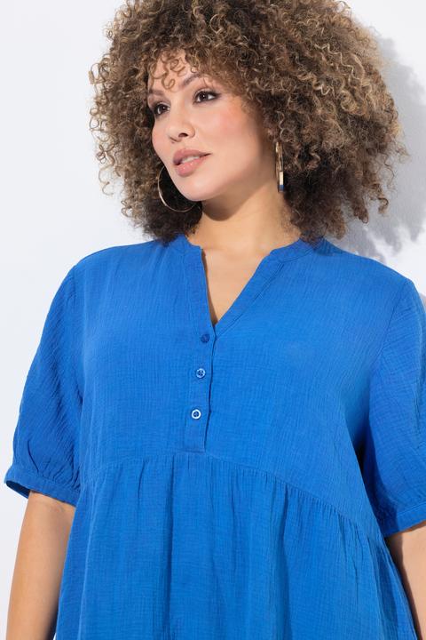 Image du produit Ulla Popken Robe en mousseline, col tunisien et manches courtes, coupe évasée (60)