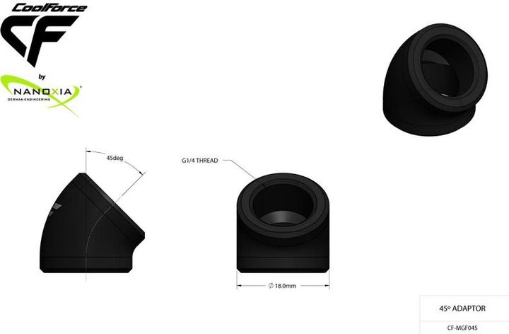 Immagine prodotto Nanoxia CoolForce - 45? Connessione con doppia filettatura da G1/4