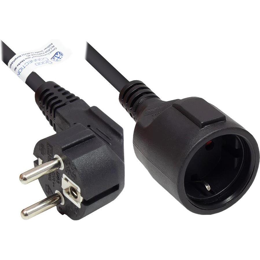 Good Connections, Verlängerungskabel, Verlängerung Schutzkontakt-Stecker Typ E+F (CEE 7/7, gewinkelt) an Buchse Typ F (C...