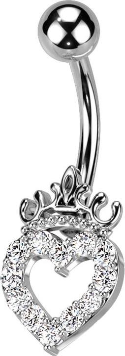 Produktbild Star Piercing Banane silber mit Kugel Herz und Krone Kristalle silber (Messing, Chirurgenstahl 316L)