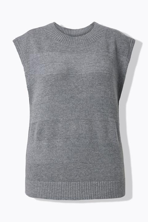 Produktbild Ulla Popken Pullunder, Strukturstreifen, Glitter, Rundhals, ärmellos (54)