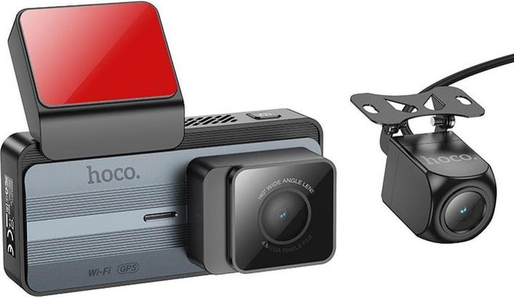 Produktbild Hoco Dash + Rear Camera DV12, 2K, Wi-Fi, GPS, 3.69inch LCD, Black (GPS-Empfänger, WLAN, 2K)