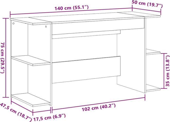 Actual product image vidaXL Office desk (140 x 50 x 75 cm)