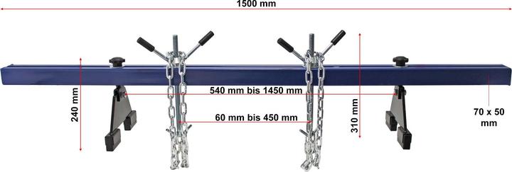 Produktbild Wiltec 500kg Motorbrücke Kotflügeltraverse Motor Motorhalter Motorheber