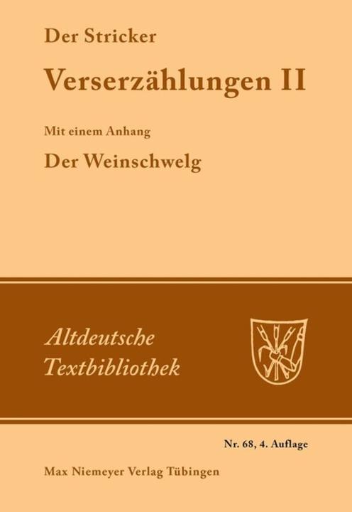 Produktbild Verserzählungen II (Deutsch, Der Stricker, 1984)