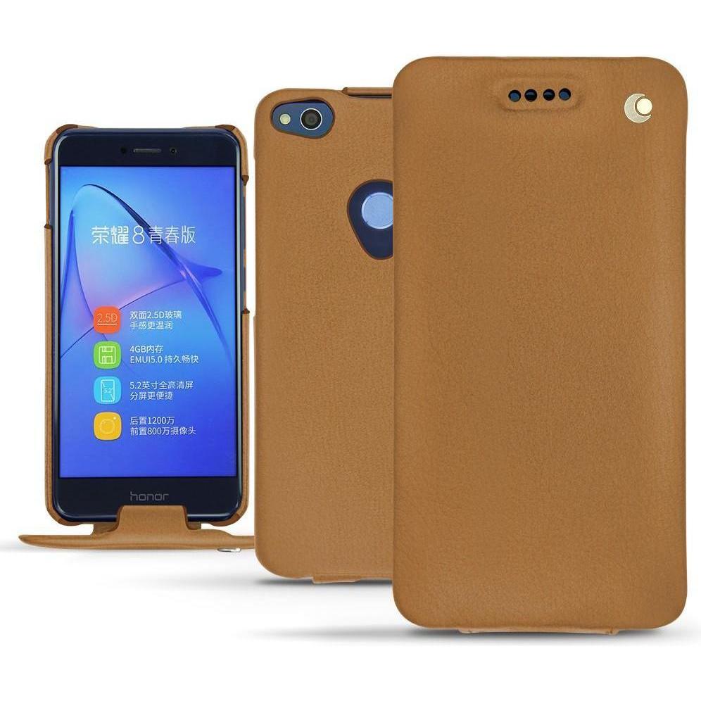 Noreve Lederschutzhülle vertikal (Huawei P8 Lite (2017)), Smartphone Hülle, Braun