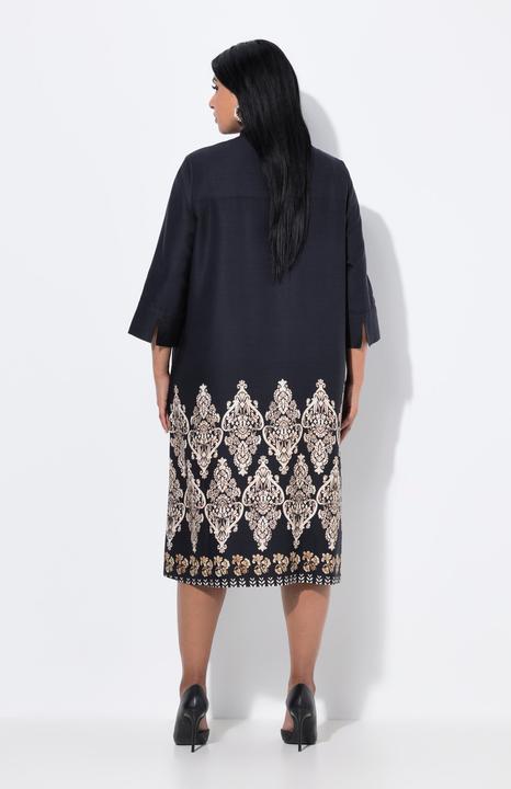Image du produit Ulla Popken Robe midi en lyocell, coupe évasée, col calice et manches 3/4 (54)