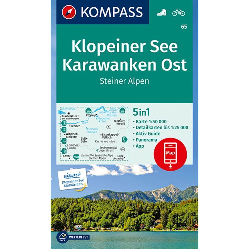 KOMPASS Wanderkarte Klopeiner See, Kara, Landkarte