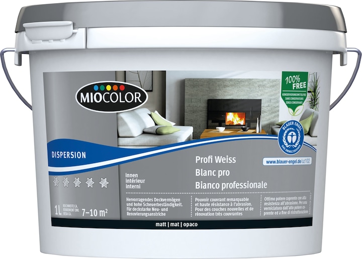 Produktbild Miocolor Profi-Dispersionsfarbe (Weiss, 1 l)