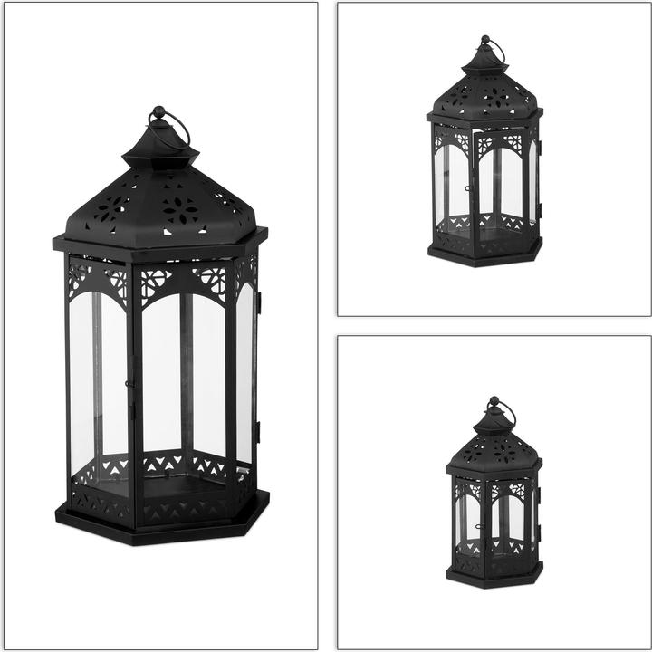 Actual product image Relaxdays Set Of 3 Lanterns (23.5 x 20 x 43 cm, 3 x)