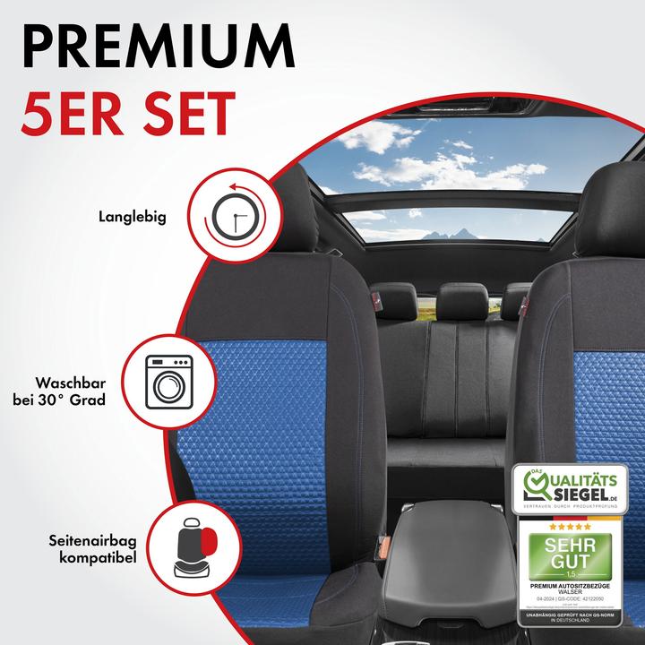 Produktbild Walser Autositzbezug ZIPP-IT Premium Avignon, PKW-Schonbezüge Komplettset mit Reiverschluss-System schwarz