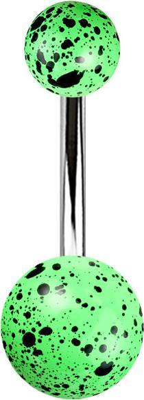 Immagine prodotto Star Piercing Banana argento con due palline di colore verde (Materiale sintetico, senza ottone, Acciaio chirurgico 316L)