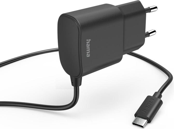 Hama Ladegerät mit USB-C-Anschluss, 12 W, 1,0 m, Schwarz (12 W, 1 Port)
