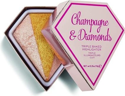Makeup Revolution I Heart Makeup Triple Baked Highlighter (Champagne & Diamonds, Highlighter, Bronzer, 10 g)