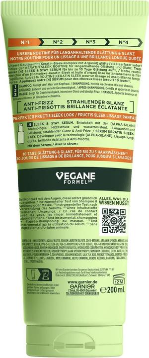 Actual product image Garnier Keratin Sleek (Liquid shampoo, 200 ml)