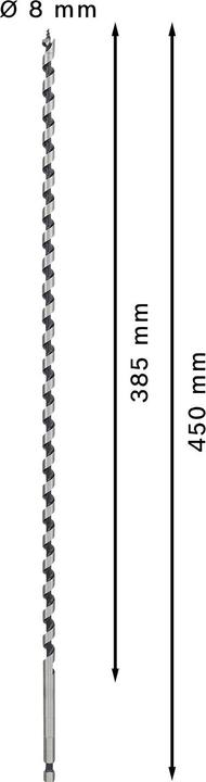 Actual product image Bosch Professional Zubehör PRO Wood Wood auger bit, 8 x 385 x 450 mm (6.35 mm)