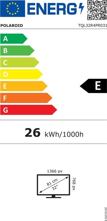Energie-Label Polaroid TQL32R4PR031 TV LED 32" (32", LCD, LED, HD)
