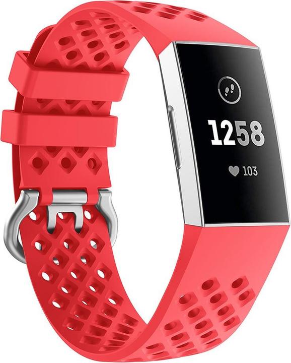 Cover-Discount Fitbit Charge - silicone sports bracelet perforated red (Silicone, Charge 3, Charge 4)