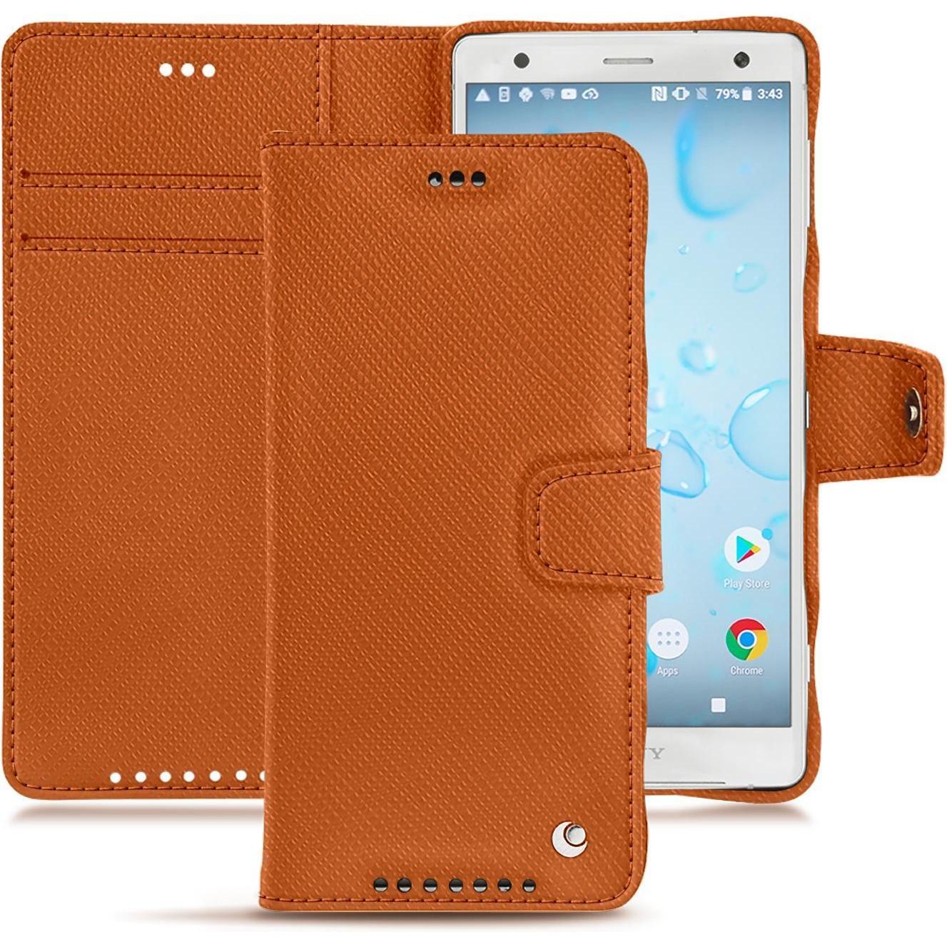 Noreve Lederschutzhülle (Sony Xperia XZ2), Smartphone Hülle, Orange