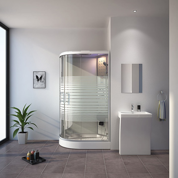 Produktbild Home Deluxe Dampfdusche mit Wasserfall Dampfsauna MANTA XL, 120x80x220cm - Links