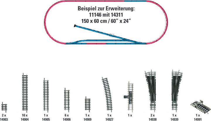 Produktbild MiniTrix N Gleis-Ergänzungs-Set H1 (Spur N)