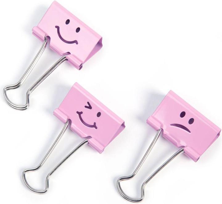 Produktbild Rapesco 1349 19mm Emoji Foldback Befestigungsclips (rosa) - 20 Klammern (20 x)