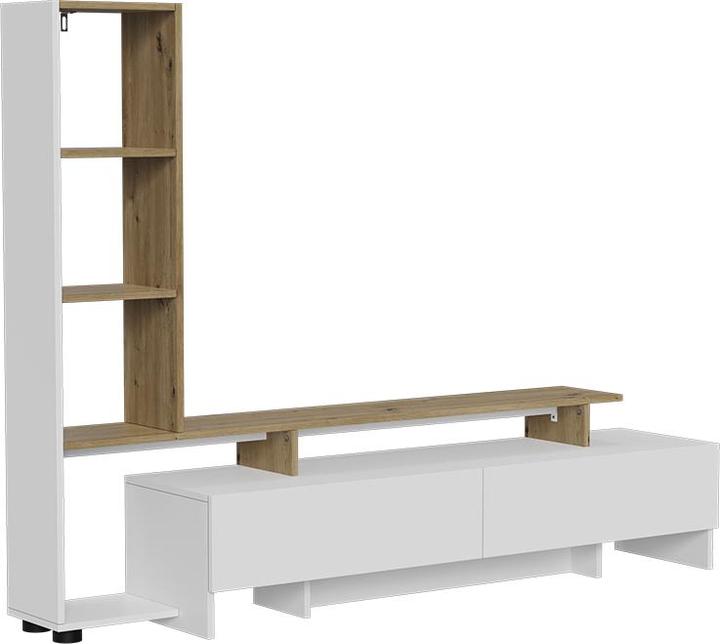 Vichy Lowboard Tavora, Weiss/Eiche, 168.2 x 120 cm mit 2 Schubladen