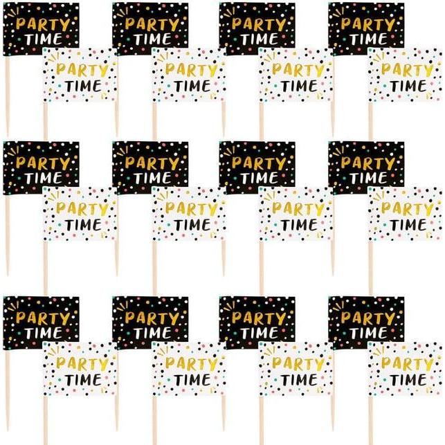 Thumbnail - Boland 24 Flaggen-Spiesser - Party Time - 7 cm