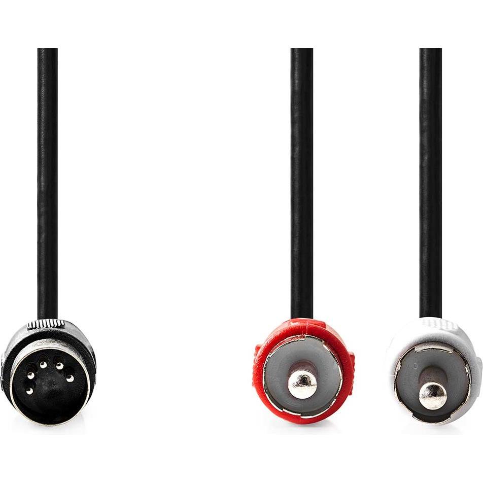 Thumbnail - Nedis DIN-Audio-Kabel DIN 5-Pin Stecker 2x RCA Stecker Vernickelt 1.00 m Rund PVC Schw (1 m), Audio Kabel