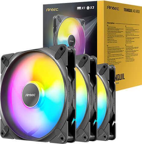 Produktbild Antec Tranquil 140 ARGB, 140 mm x 25 mm Gehäuselüfter, ARGB PWM-Lüfter, 1500 U/min, 89,72 CFM, 1,82 (140 mm)