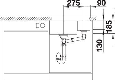 Actual product image Blanco Subline 350/150-U (Undermount sink, 45.60 cm, 52.50 cm)