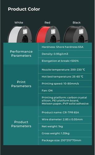 Produktbild Creality Filament TPR Schwarz 2.85 mm 1.29 kg (2.85 mm, 1290 g)