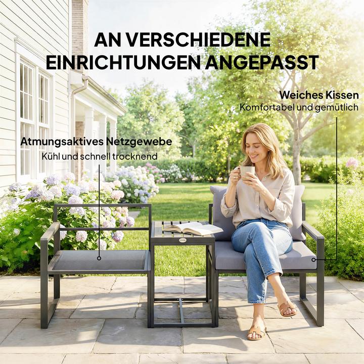 Image du produit Outsunny Balkonmöbel Set Stahl, Polyester Grau