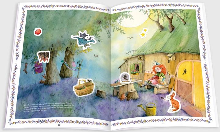 Image du produit Frida, la petite sorcière de la forêt. Des autocollants pailletés pour s'amuser. Créez la forêt