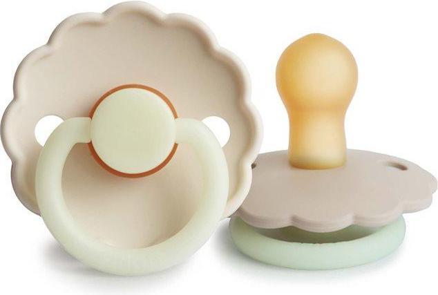 Produktbild Frigg 2 Pack Latex Schnuller Daisy Night Cream Croissant 6-18 M (2 x, 6 - 18 Monate)