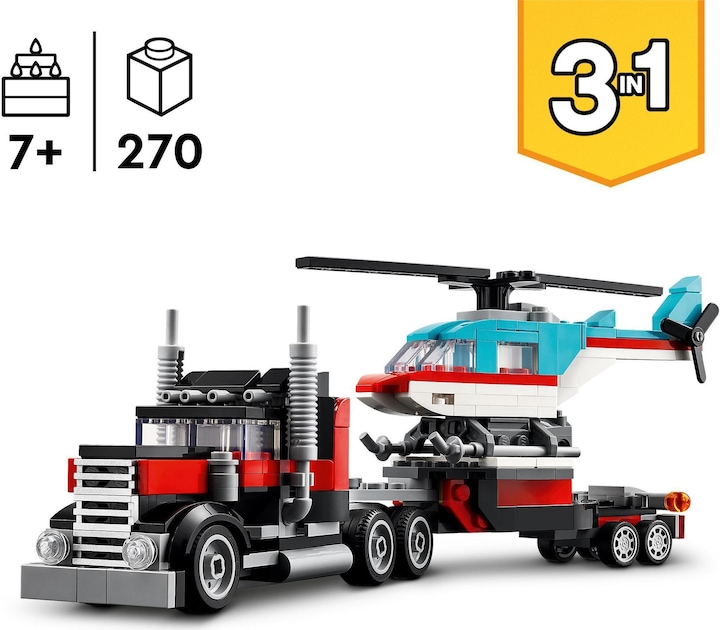 Produktbild LEGO Tieflader mit Hubschrauber (31146, LEGO Creator 3-in-1)