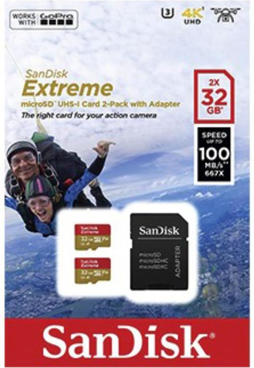 Productafbeelding SanDisk microSDHC ActionSC 32GB 2x Extr.100MB (32 GB, microSDHC, U3, UHS-I)