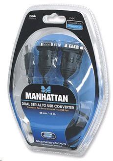 Produktbild Manhattan Dual RS232-Kabel auf USB, 2x ST-USB (0.45 m)