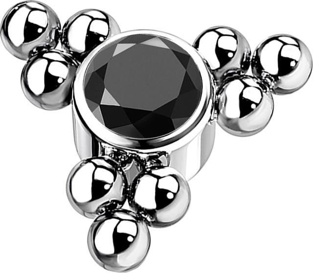 Produktbild Star Piercing Dermal Anchor silber Kugeln Dreieck mit Kristall schwarz (ohne Messing, Titan)
