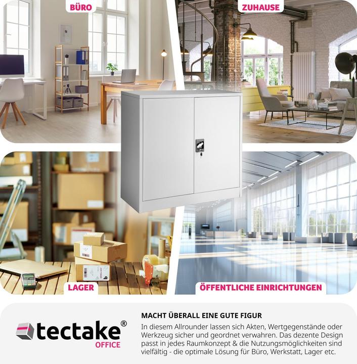 Produktbild tectake Aktenschrank mit 3 Böden (90 x 40 x 90 cm)