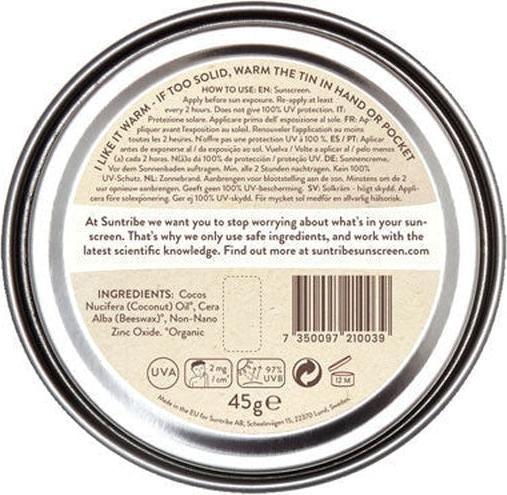 Actual product image Suntribe Zink Sunscreen Original White (Sun cream face, SPF 30, 45 g)