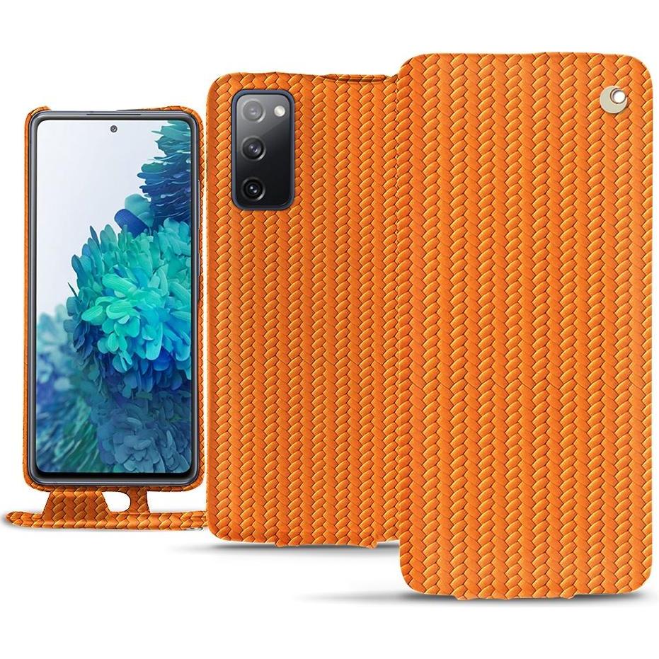 Noreve Lederschutzhülle vertikal (Samsung Galaxy S20 FE), Smartphone Hülle, Orange