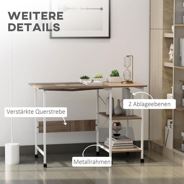 Produktbild Homcom Schreibtisch einklappbar und auf Rollen (107 x 55 x 76 cm)