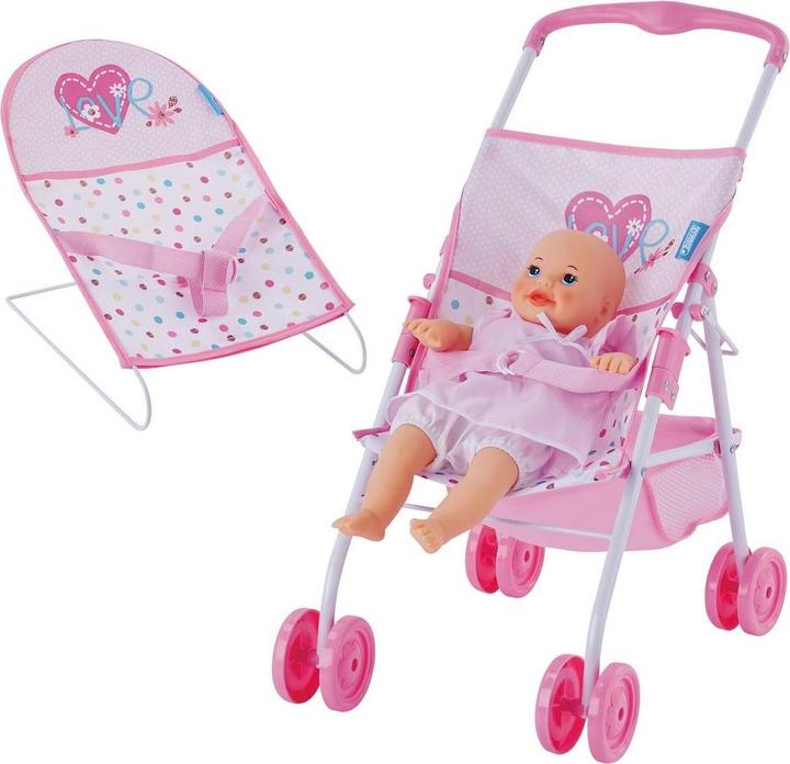 Immagine prodotto Hauck Carrozzina e passeggino per bambole 3 pezzi - sdraietta, passeggino e bambola (36 cm)
