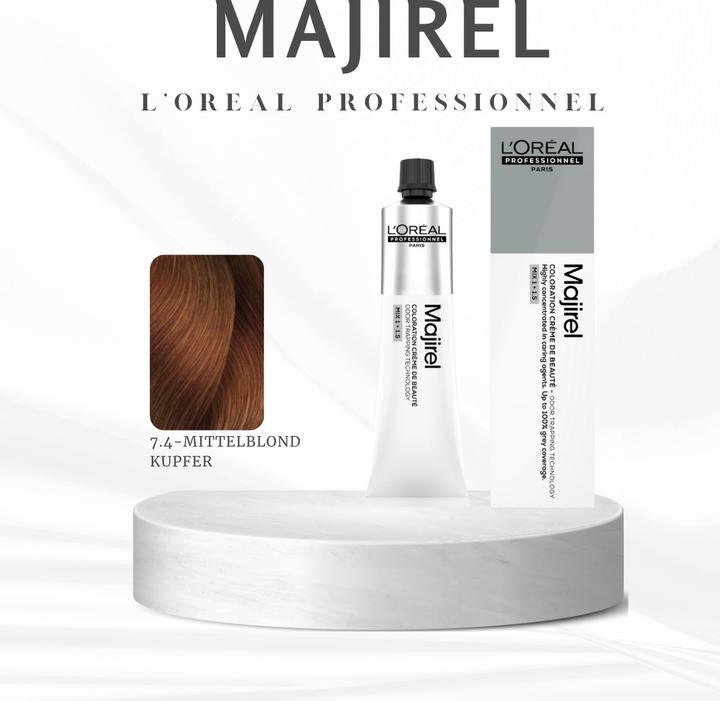 Immagine prodotto L'Oréal Professionnel L'Oréal Majirel 7,4 Mittelblond Kupfer 60 ml (7,4 rame biondo medio)