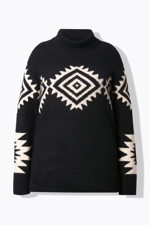 Produktbild Ulla Popken Pullover, Strickmuster, Rollkragen, Raglan-Langarm (60)