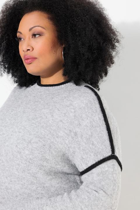 Image du produit Ulla Popken Pull rayé oversize, col montant et manches longues (54)