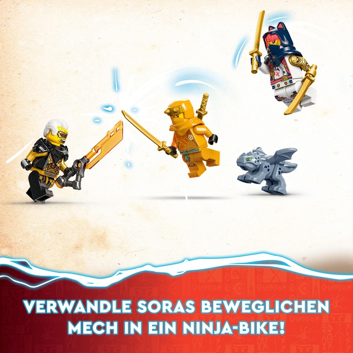 Actual product image LEGO Ninjago Sora's Mech transforms into a racing bike (71792). (71792, LEGO Ninjago)