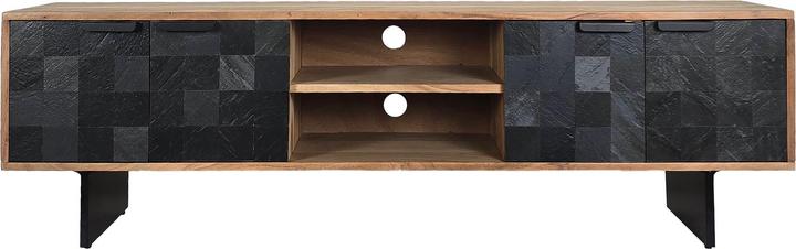Produktbild FineBuy Lowboard TV Board Akazie Massivholz 150 cm mit Steinoptik Fronten Gross (150 x 45 x 35 cm)